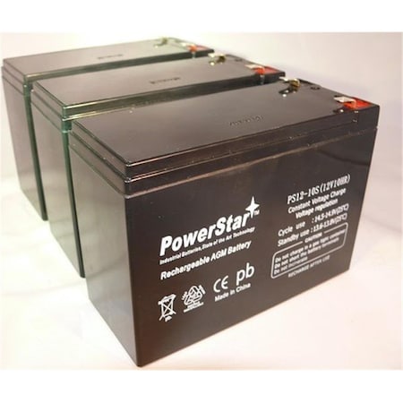 Batteryjack PowerStar 12V- 10Ah Currie eZip e 1000- e1000 Scooter Battery PS12-10-3pack